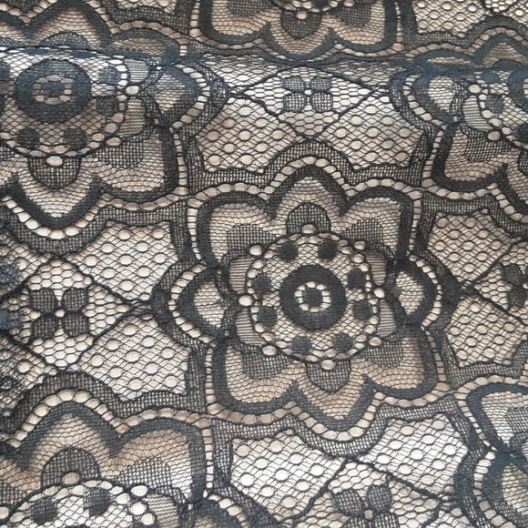 Max Studio Black Lace Shift Sheath Dress Tunic, beige lining, one size fits many - Picture 4 of 13